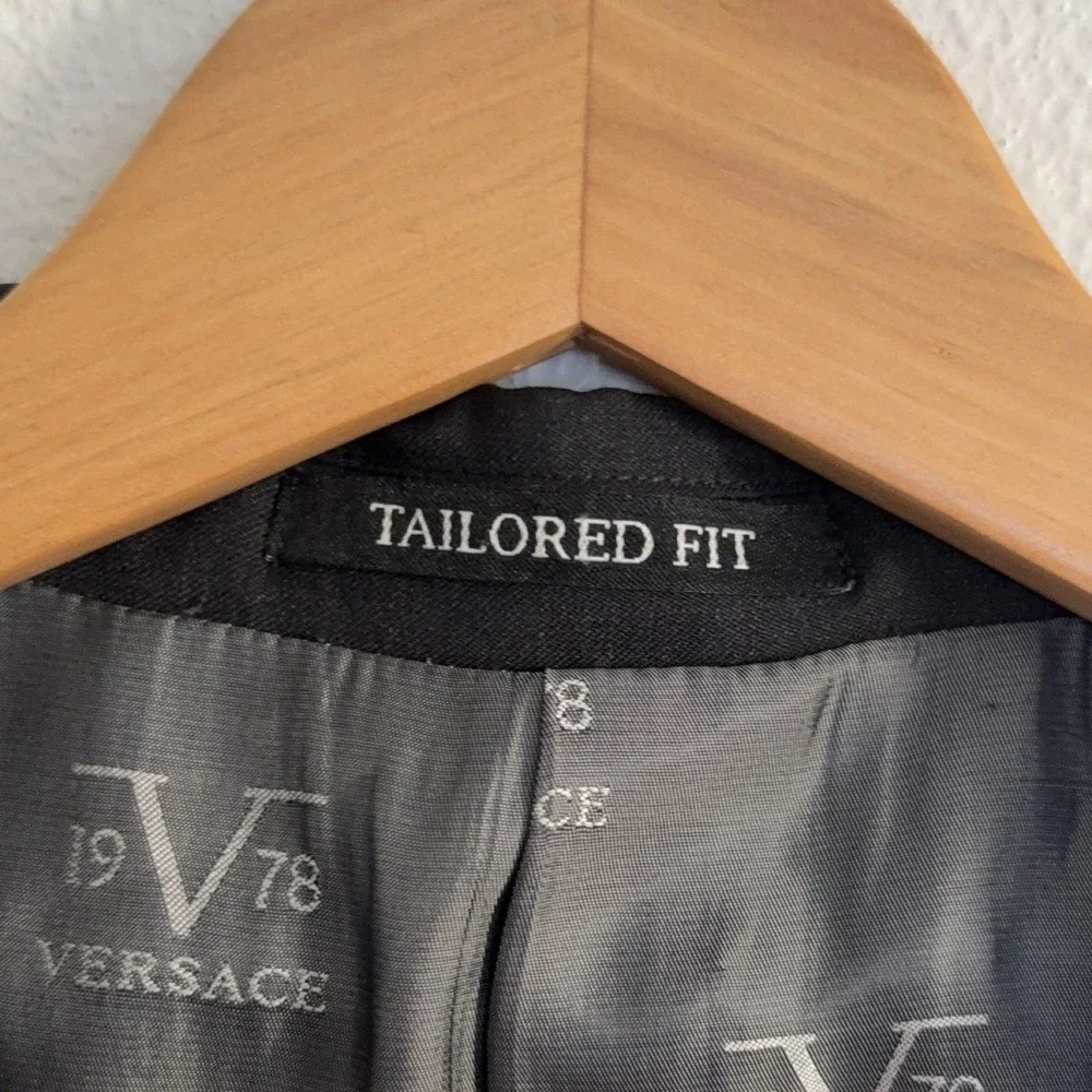 Versace 19.78 Tailored Fit Blazer Jacket Black 44R Men's 100% Wool